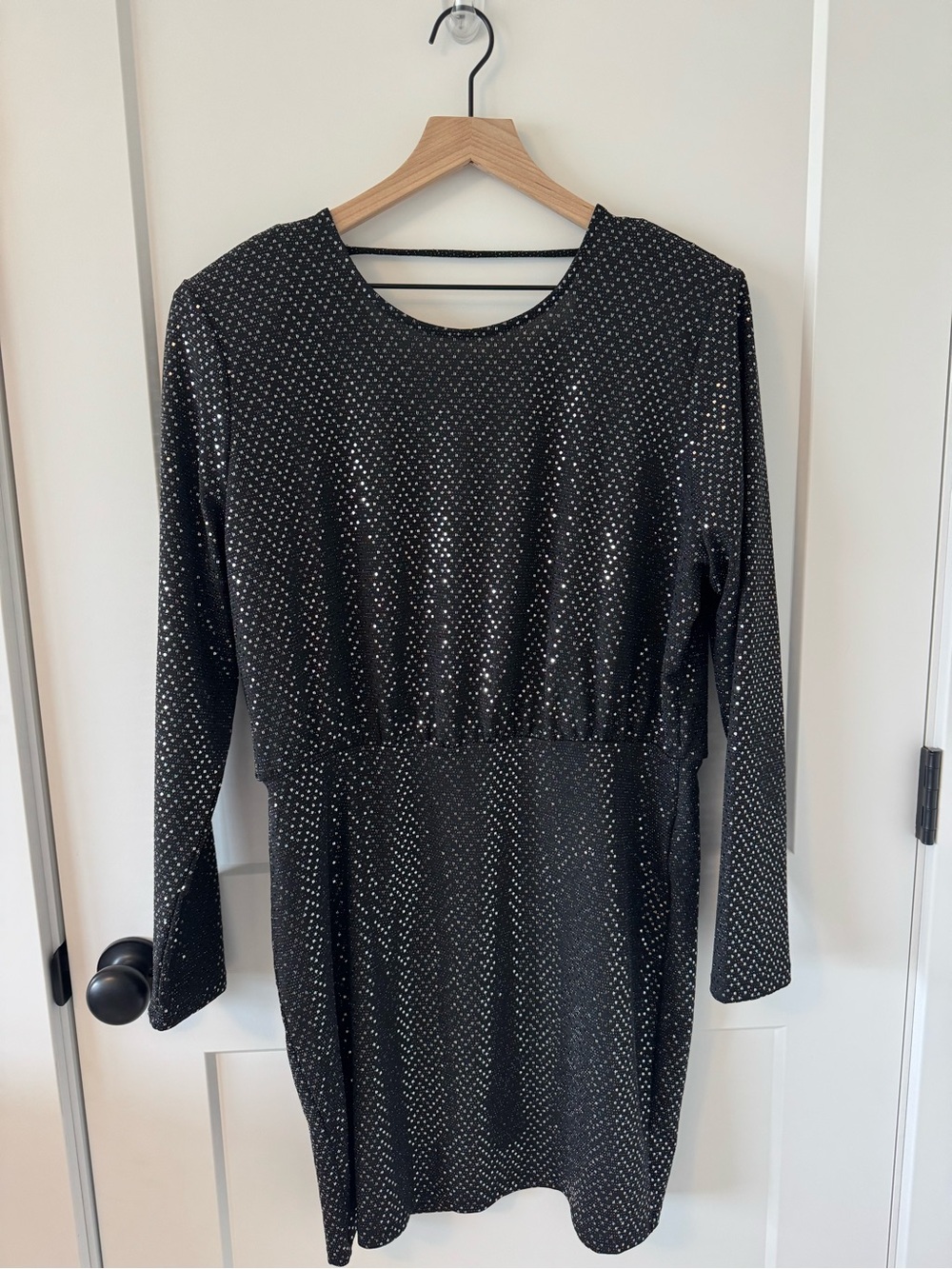 Vero Moda Black Long-Sleeve Sparkle Shift Dress - Size XL NWT